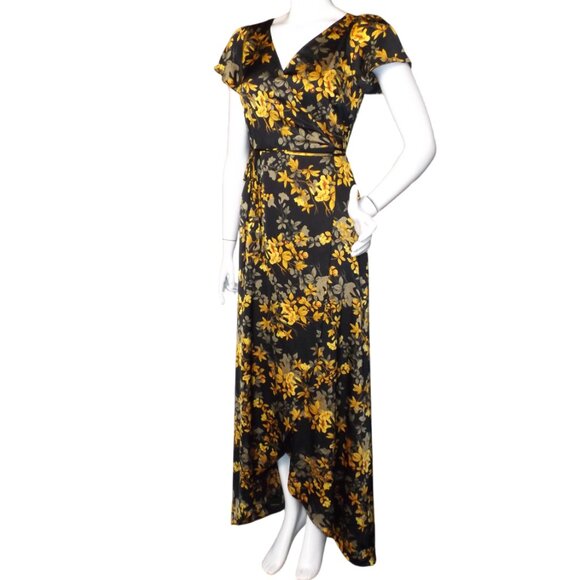 new BALTIC BORN Maxi Dress, S, Krystal, Wrap, Black/Golden Floral, Short sleeve - Picture 4 of 13